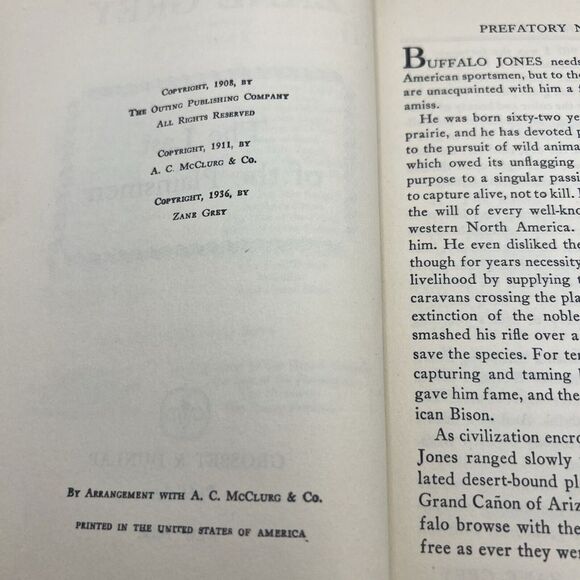 Vintage 1936 THE LAST OF THE PLAINSMEN by Zane Grey IN DUST JACKET Hardcover - Picture 7 of 8